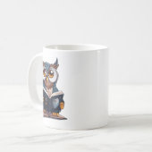 mok met boek lezen uil ontwerp (Voorkant links)