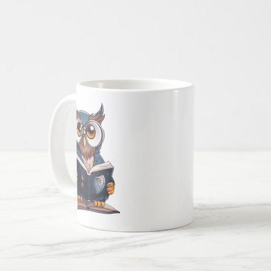mok met boek lezen uil ontwerp (Voorkant links)