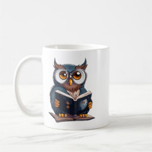 mok met boek lezen uil ontwerp