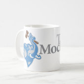 Mok met bruine en blauwe Logo en tekst (Voorkant links)