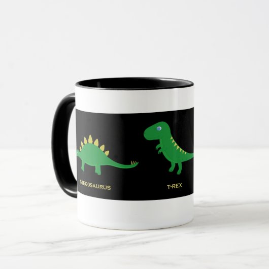 Mok met cartoon dinosaurussen (Voorkant links)