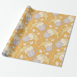Mok met cartoon van bier naadloos. Alcohol dr Cadeaupapier