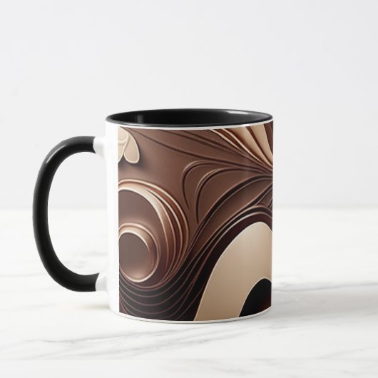 Mok met chocolade-thema's - Creatieve cacaokunst (Links)