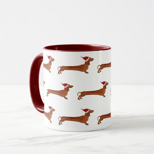 Mok met dachshundpatroon (Voorkant links)