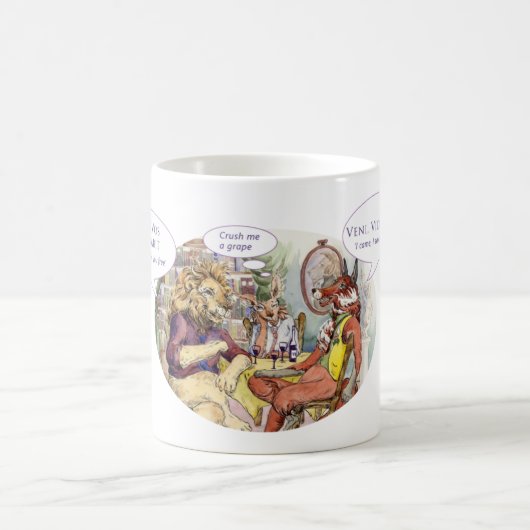 Mok met drie vrienden en een fles wijn (Center)