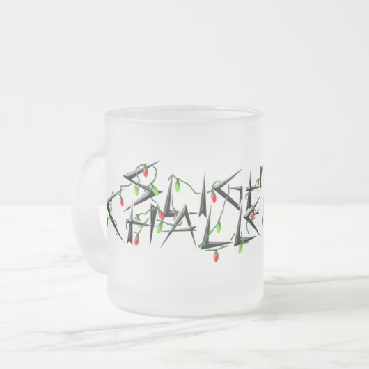 Mok met een beetje uitgedaagd kerstlicht (Voorkant links)