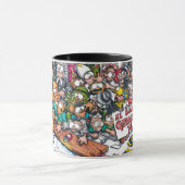 Mok met een cartoon over Colombia (Midden)