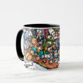 Mok met een cartoon over Colombia (Voorkant links)