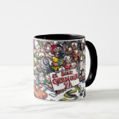 Mok met een cartoon over Colombia (Voorkant rechts)