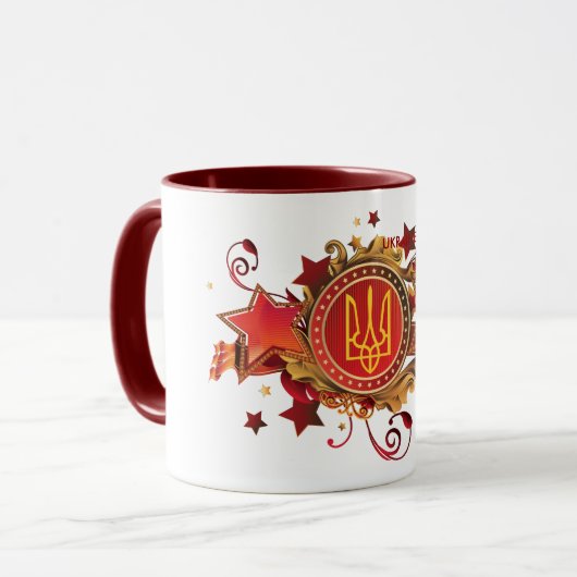 Mok met een embleem. Oekraïne (Voorkant links)