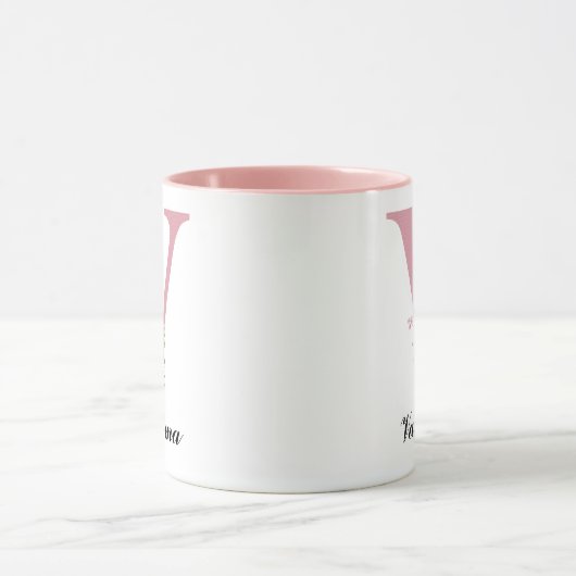 Mok met eigen bloeminitialen naam Moederdag cadeau (Midden)