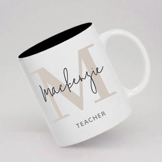 Mok met eigen monogram diploma cadeau voor haar he