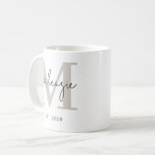 Mok met eigen monogram diploma cadeau voor haar he (Voorkant links)