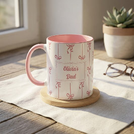 Mok met eigen naam en strik streep cadeau voor vad