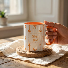 Mok met eigen naam en strik streep cadeau voor vad