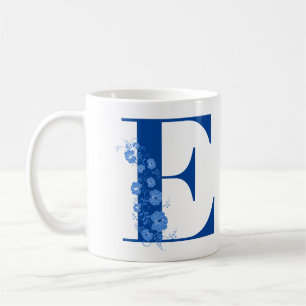 Mok met Floral Monogram letter E