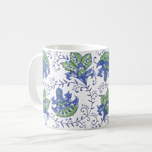 Mok met geblokte print bloemen (Voorkant links)
