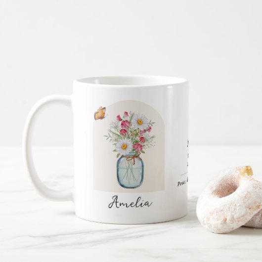Mok met geboortebloem van april (Met donut)
