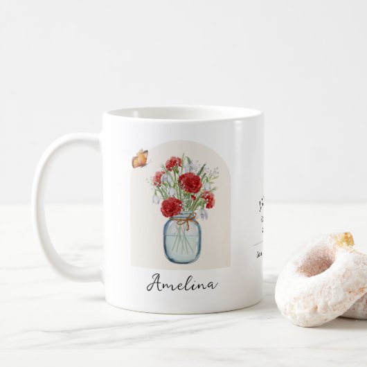 Mok met geboortebloem van januari (Met donut)