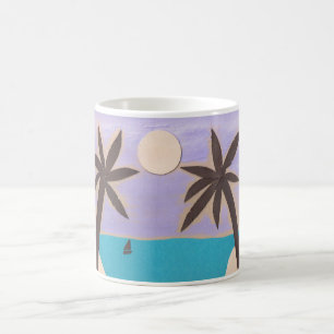 Mok met gesimuleerde palmen tegen een Lavender Sky