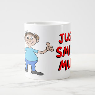 Mok met glimlachende man met duimen omhoog