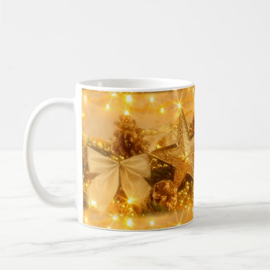 Mok met gouden kerstkoffie (Links)