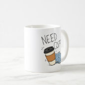 Mok met grappige reisquote over koffie nodig (Voorkant rechts)