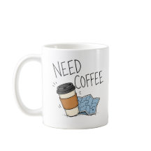 Mok met grappige reisquote over koffie nodig