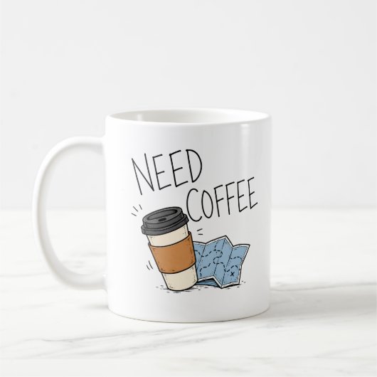 Mok met grappige reisquote over koffie nodig (Links)