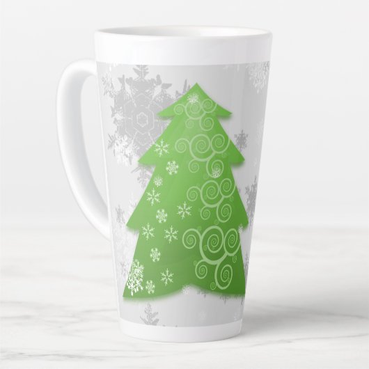Mok met groene feestelijke kerstbomen (Linkerhoek)