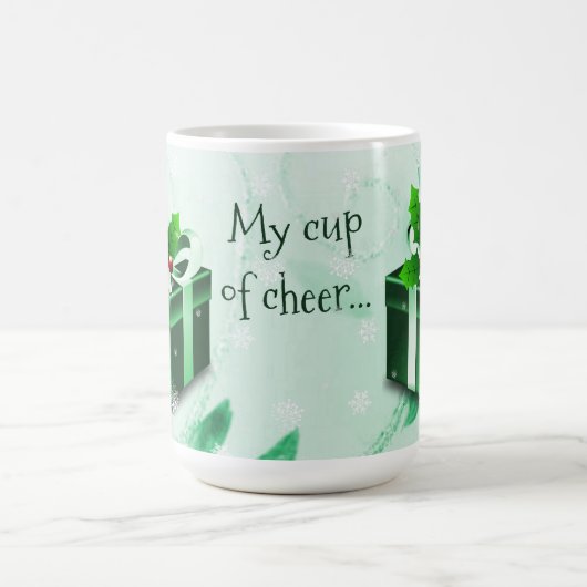 Mok met groene kerstcadeaus (Center)