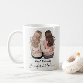 Mok met haarillustratie van beste vrienden – Beste