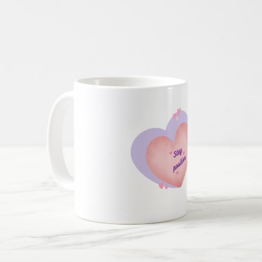 Mok met hartontwerp - Blijf positief (Voorkant links)