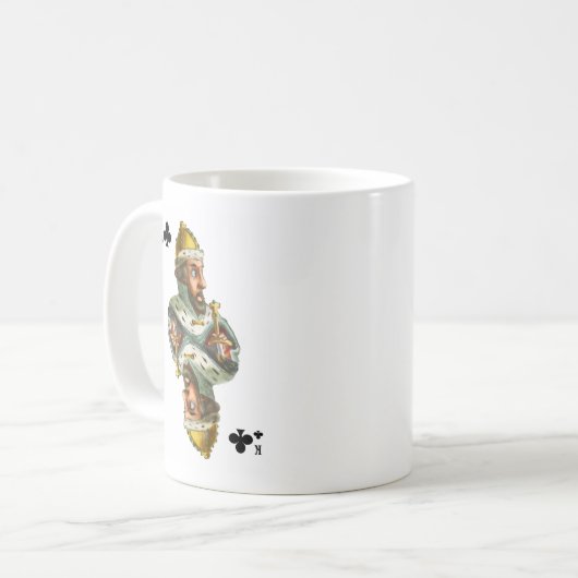 Mok met het afbeelding van de kaartenkoning van he (Voorkant links)