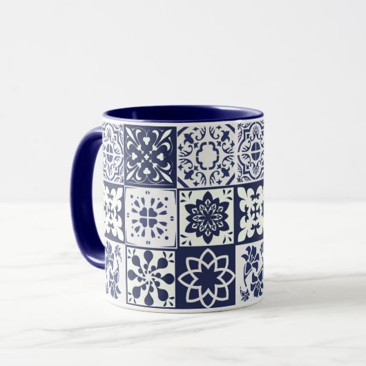 Mok met het Portugese Tiles Pattern - Azulejos (Voorkant links)