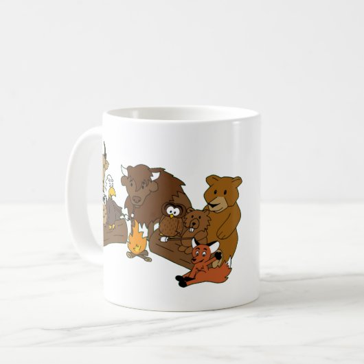 Mok met houtbadge Buffalo (Voorkant links)