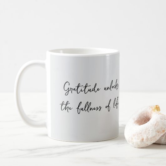 Mok met inspirerende dankbaarheidsquote (Met donut)