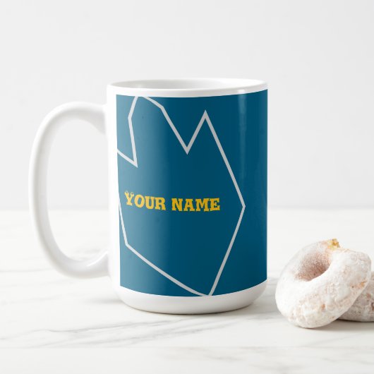 Mok met je naam en de kleur is aqua (Met donut)