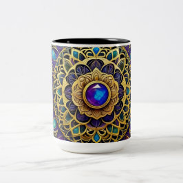 Mok met juweel Mandala's, Paars Goud Blauw 