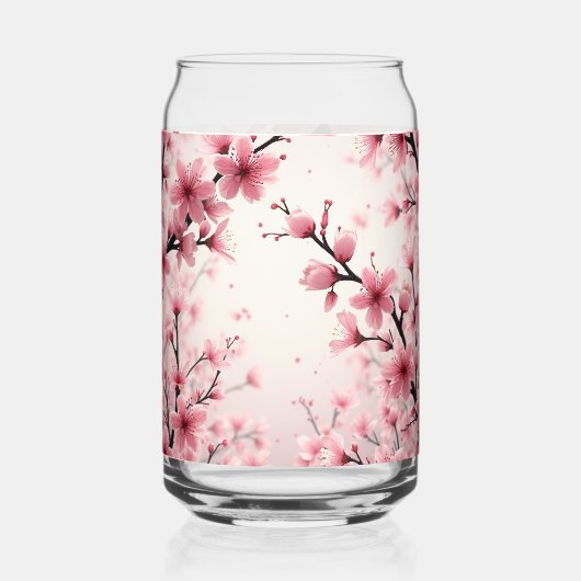 Mok met  kersenbloesems erop blikvorm glas (Achterkant)