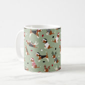 Mok met kerstbeagles groene koffie (Voorkant links)
