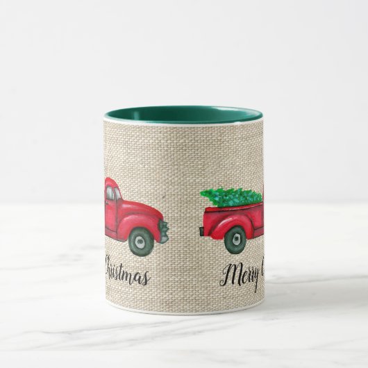 Mok met kerstbomen rond de Rode Vrachtwagen (Midden)