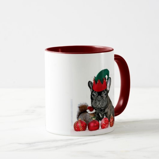 Mok met kerstbulledog (Voorkant rechts)