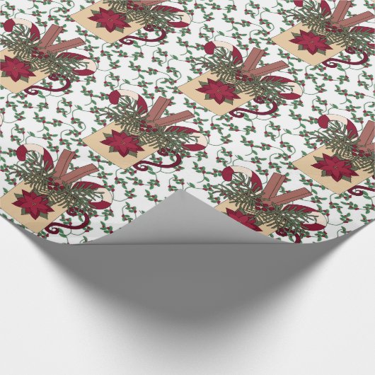 Mok met kerstcadeau, verpakkingspapier cadeaupapier (Hoek)