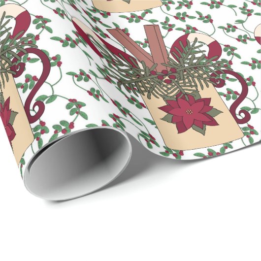 Mok met kerstcadeau, verpakkingspapier cadeaupapier (Rol Hoek)