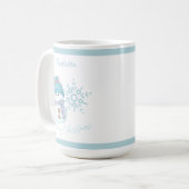 Mok met kerstcadeautje Snowman Snowflake Cute Coff (Voorkant links)