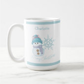 Mok met kerstcadeautje Snowman Snowflake Cute Coff (Links)