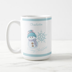 Mok met kerstcadeautje Snowman Snowflake Cute Coff