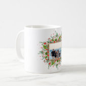 Mok met kerstgroene rode koffie voor de fotofamili (Voorkant links)