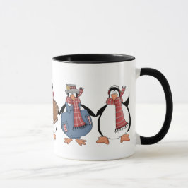 Mok met kerstmis pinguins